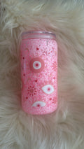 Pre-made Pink Evil eye snow globe glitter cup